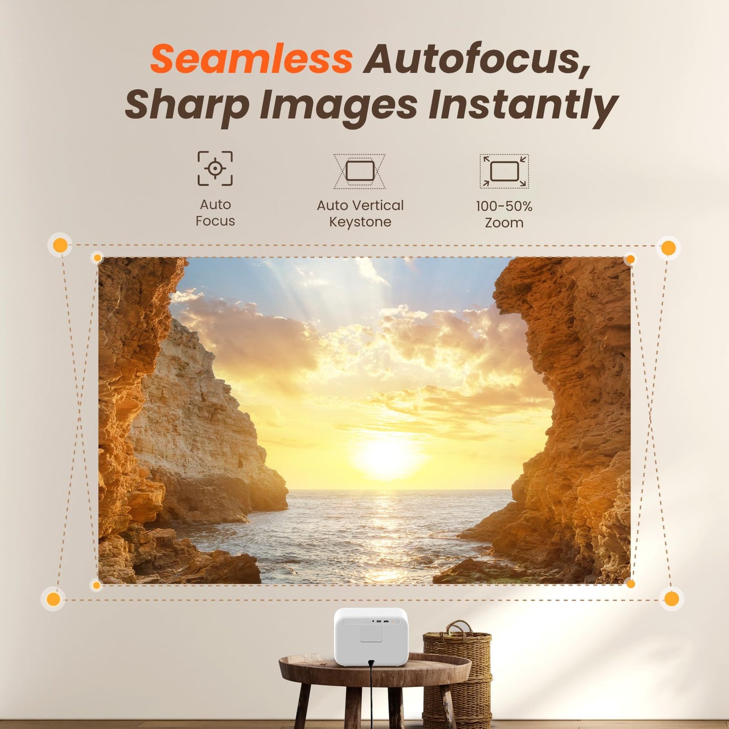 [Sound By Jbl & Seamless Autofocus] Yaber 1080P Projector With Wifi 6 And Bluetooth, Portable Outdoor Movie Projector, Home Thea