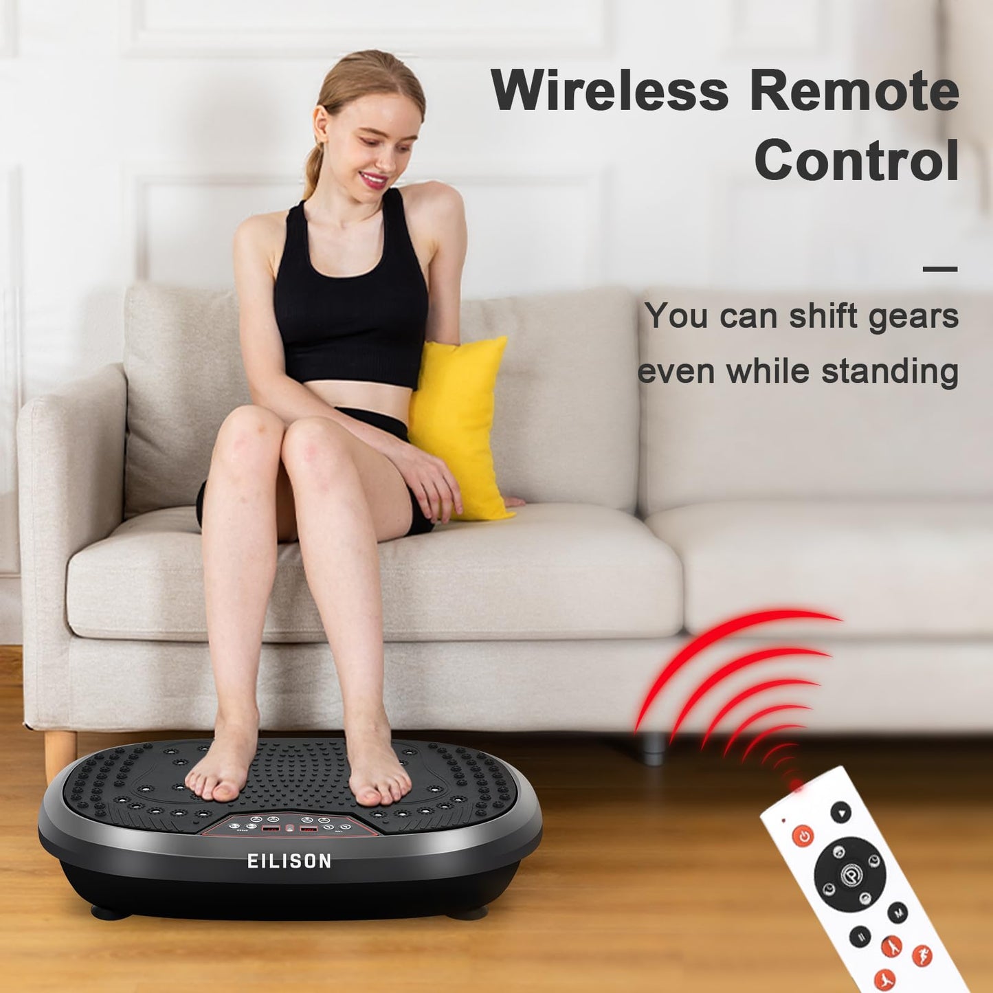 EILISON FitMaxx 3D XL Vibration Plate Exercise Machine - Whole Body Workout Vibration Platform w/Loop Bands - Lymphatic Drainage Machine for Weight Loss, Shaping, Recovery (Fitpro Black)