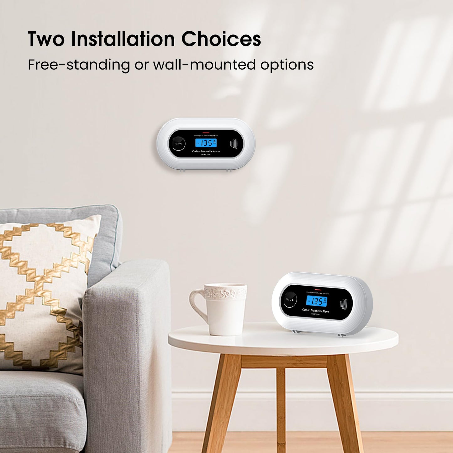 Carbon Monoxide Detector, Portable 10-Year Battery CO Alarm with Digital LCD Display, Battery Powered CO Detector for Home, Office and Travel