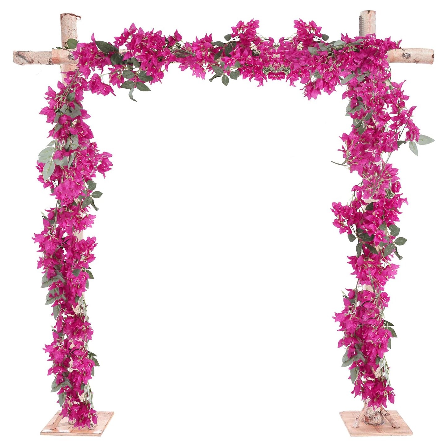 IPOPU 5.9 Ft Artificial Bougainvillea Flowers Garland 2PCS Fake Silk Bougainvillea Vines Long Plant Faux Bougainvillea Wreaths for Centerpieces Table Runner Wedding Arch Wall Decorations (Deep Pink)