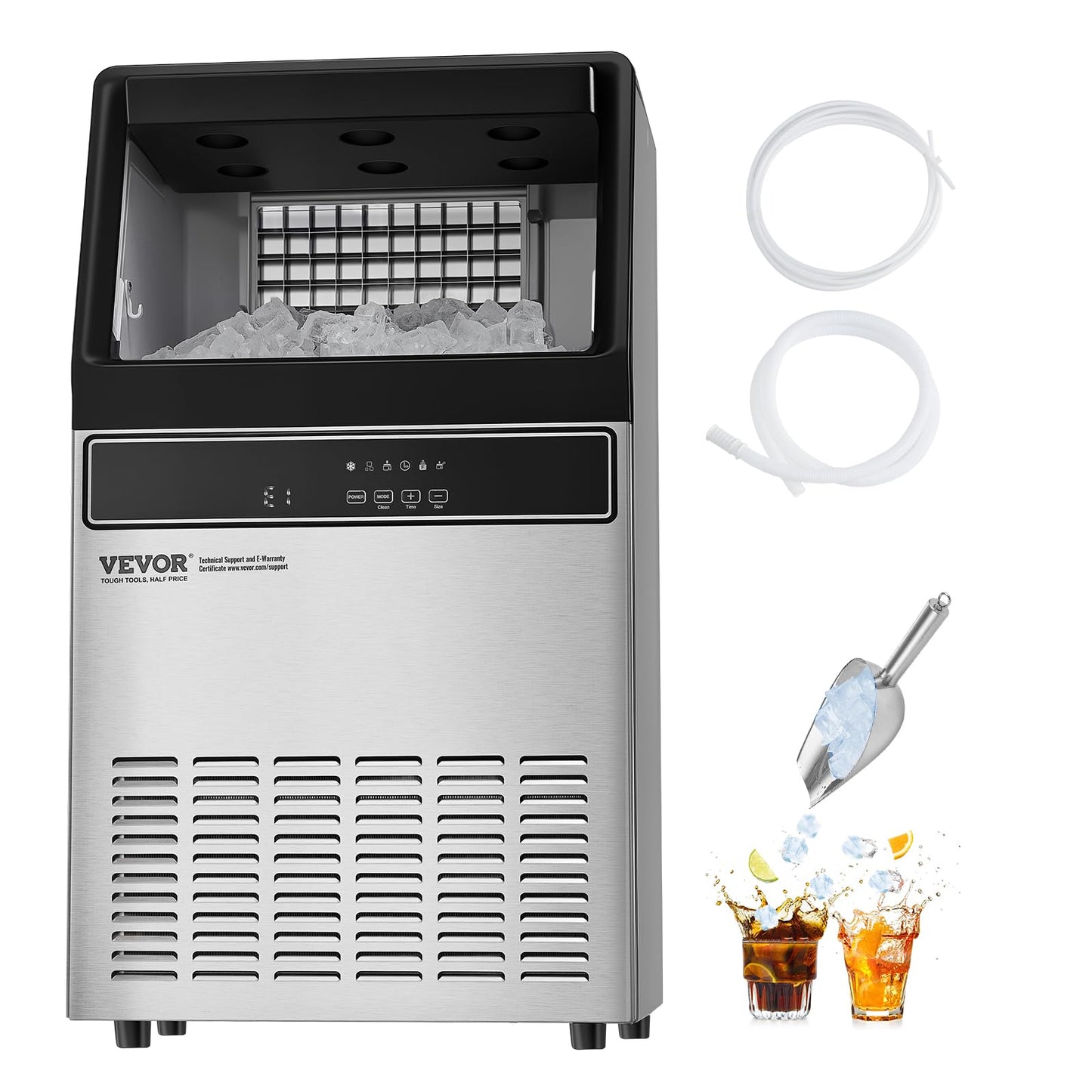 VEVOR Freestanding Ice Maker Machine for Bar Office Restaurant (160lbs/24H)
