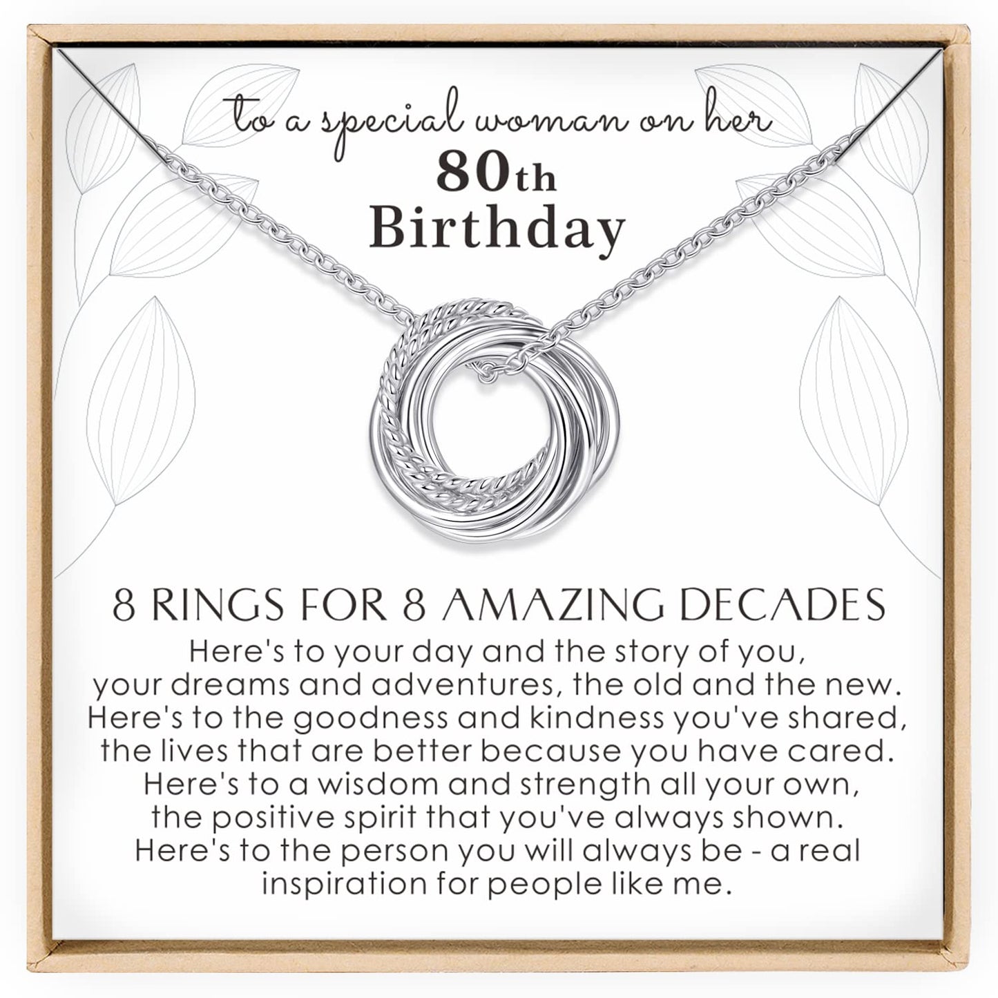 Annamate 80th Birthday Gifts for Women 925 Sterling Silver 8 Circles Necklace For Her Eight Decade Jewelry 80 Years Old Birthday Gift