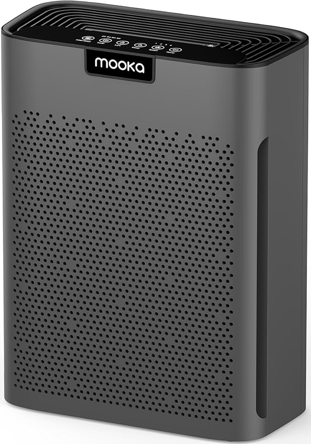 Air Purifiers for Home Large Room 2000 Ft² with Washable Filters, MOOKA H13 HEPA Air Purifier for Home Ptes Bedroom with Fragrance, Air Cleaner for Smoke Dust Pollen Pets Hair Odor, KJ190L Grey
