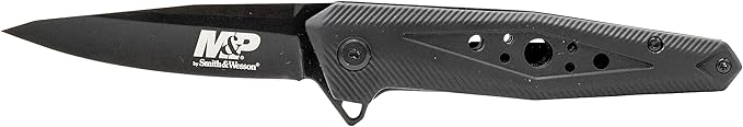 Smith & Wesson M&P 7in High Carbon S.S. Ultra-Glide Folding Knife with 3in Tanto Blade and Rubberized Aluminum Handle for ...