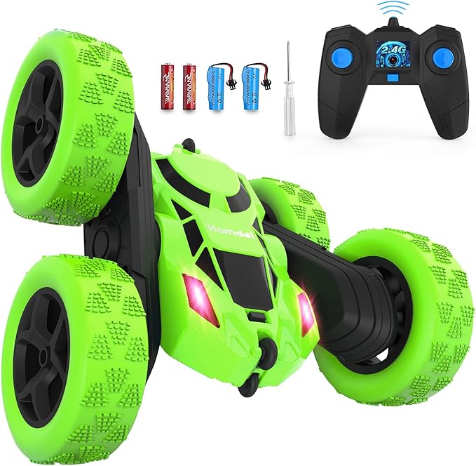RC Stunt Car for Kids Ages 6–12, Double-Sided Remote Control Car with LED Lights, 4WD Electric Toy Vehicle, USB Rechargeable, Perfect Birthday, Holiday for Boys & Girls