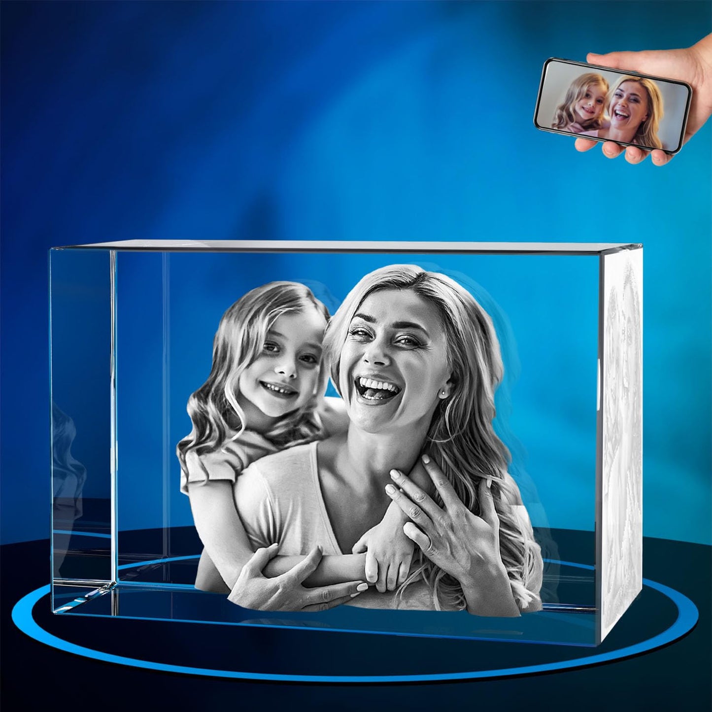 ArtPix 3D Crystal Photo, Personalized Gifts for Women, Wife, Her, Him, Men, Husband, Grandma, Great Customized Gift With Your Own Photo, Custom Glass 3D Laser Etched Picture Wedding