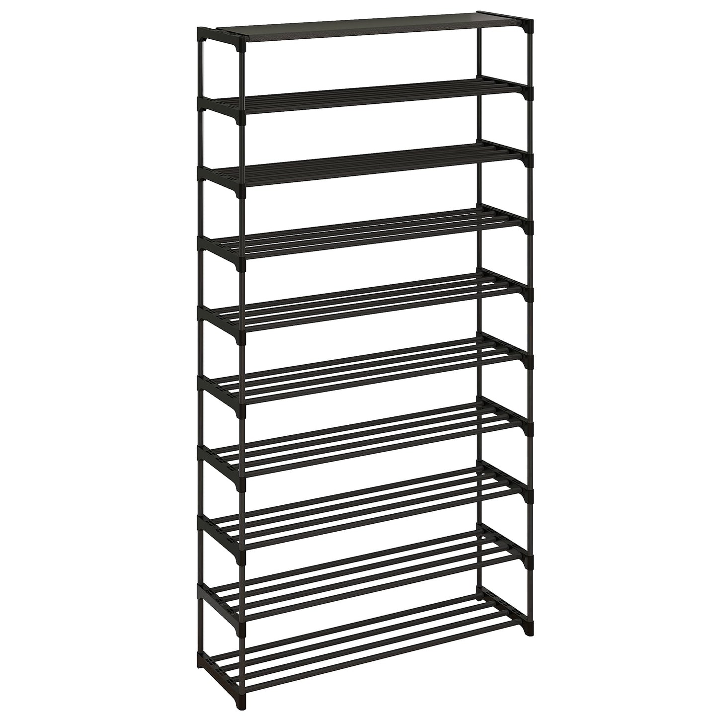 Calmootey 10-Tier Shoe Rack, Tall Large Capacity 50 Pairs Shoes Storage Organizer, Stackable Wide Shoe Shelf for Entryway, Hallway, Black