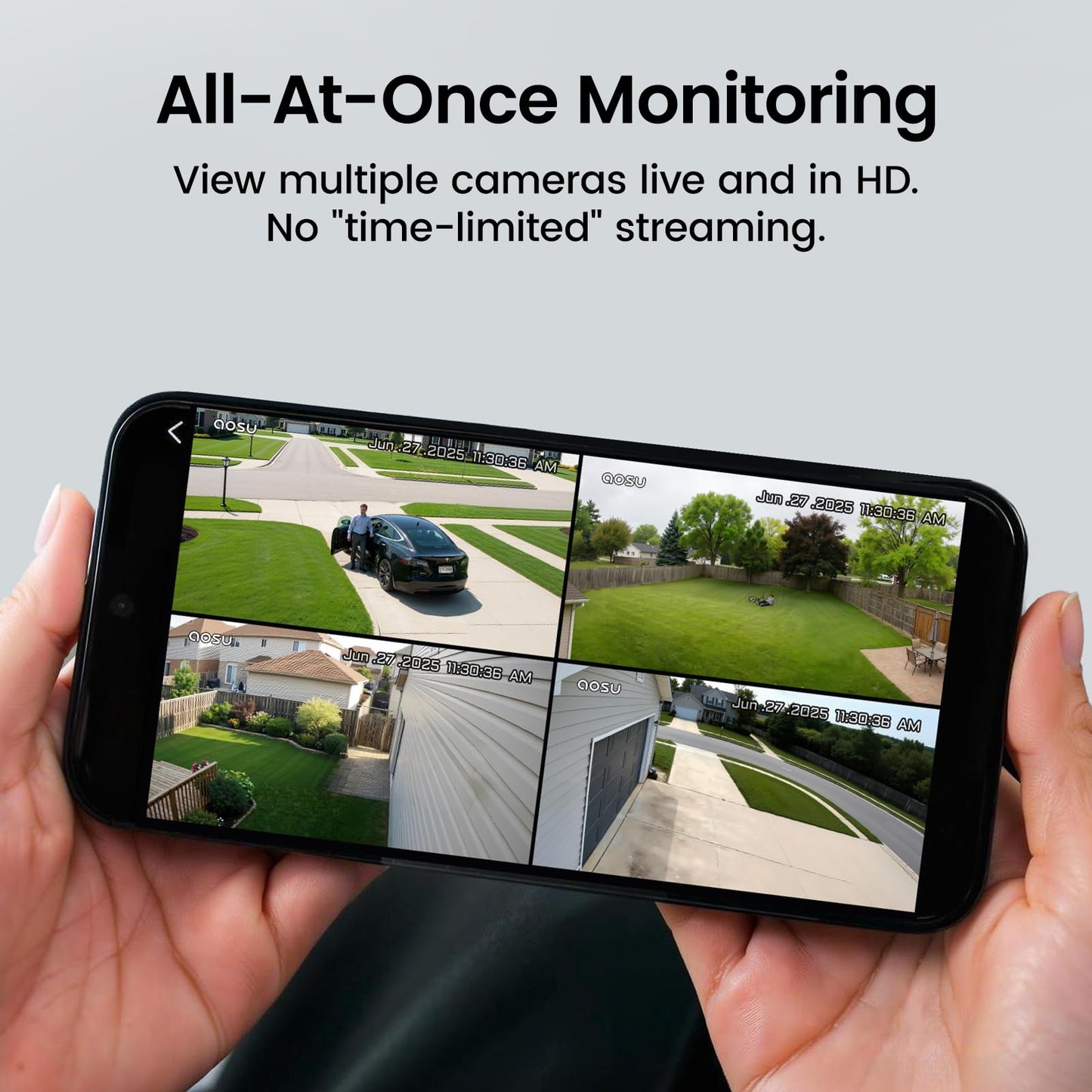 aosu SolarCam D1 Max 4-Cam Kit, 4K Solar Security Cameras Outdoor Wireless, 360° Pan & Tilt Coverage, Auto Tracking, Color Night Vision, No Subscription Required, Local Storage up to 1TB