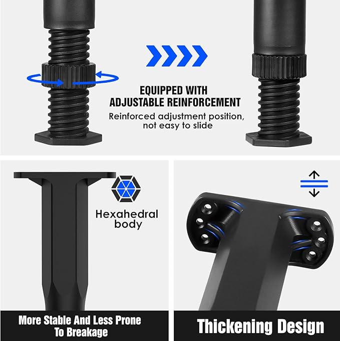 SKMYL Adjustable Height Center Bed Support Leg for Sagging Shelf, Furniture Legs for Frame,Slat and Riser, Adjustable Height 7"-13.5" (4PCS)