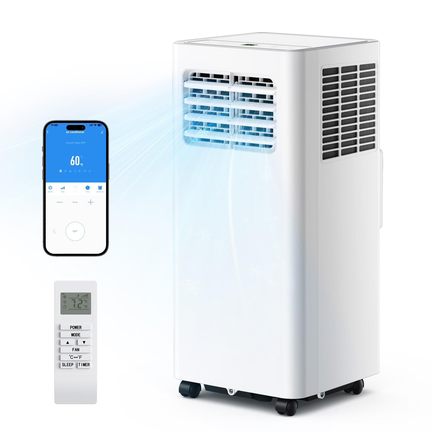 EUHOMY Portable Air Conditioners 12,000 BTU, Smart 3-in-1 AC Unit Cools Rooms Up to 550 Sq.Ft, Built-in Cool, Dehumidifier, Fan, Quiet 50 dB, Includes Remote/WiFi App, Window Kit for Bedroom Comfort