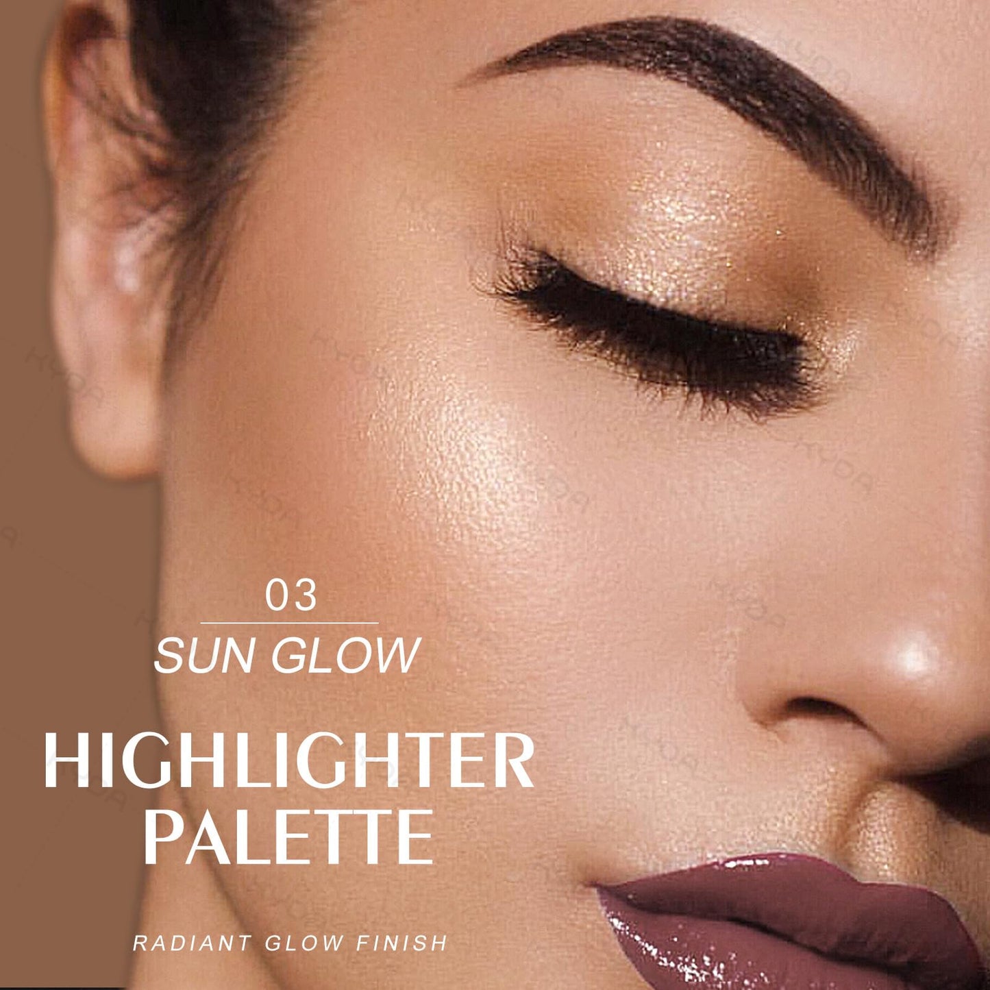 KYDA Face Highlighter Palette, High Glossy Face Illuminator Palette, Narutal Glow Finish, Pearl Shimmer Smooth Baked Powder, Las