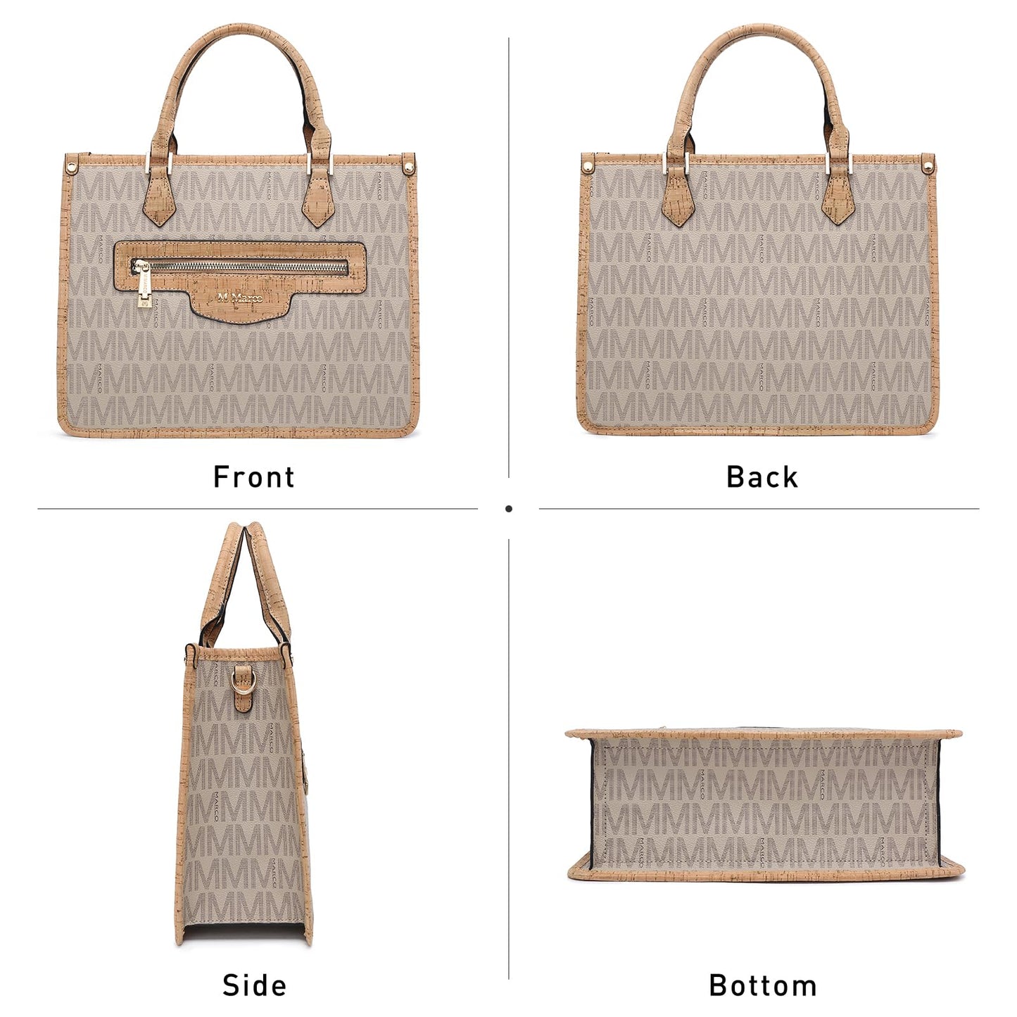 MKP Tote Bag for Women Medium Signature Monogram Satchel Handbags Purses Top Handle Shoulder Bags Wristlet Wallet Set 2pcs