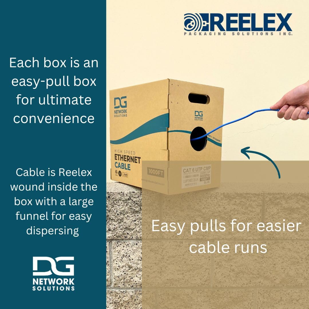 Dg Cat6 Riser (Cmr), 1000Ft, Unshielded, 23Awg, Solid Bare Copper, Up To 10Gb Speeds, No Spline, Faster-Easier Terminations, 550