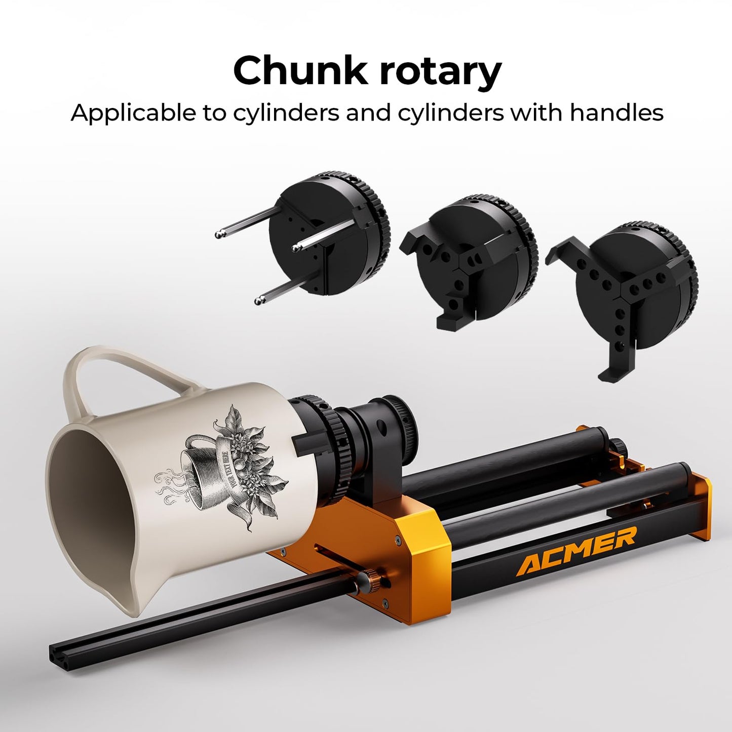 ACMER M4 Laser Rotary Roller, Laser Engraver Y-axis Rotary 360° Roller with 3-150mm Engraving Space for Engraving Cylindrical Objects, Ring, Suitable for ACMER P2, P1 and Most Laser Engraver
