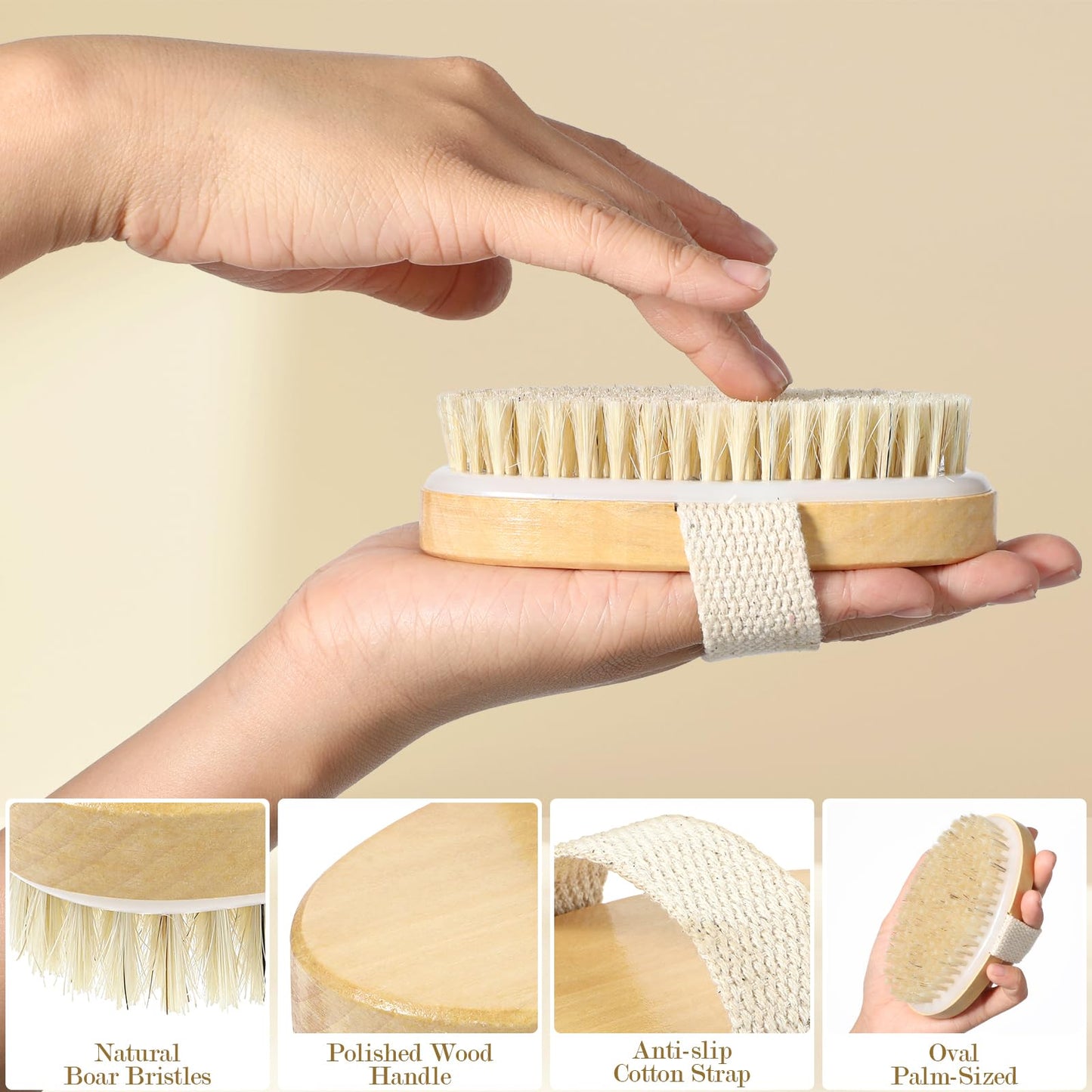 4pcs Dry Brushing Body Brush, Natural Bristle Dry Skin Exfoliating Brush Body Scrub for Flawless Skin, Cellulite Treatment, Lymp