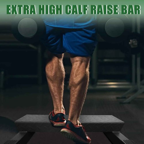 BLUSLM Upgraded Calf Raise Bar, Wide and High Squat Machine for Leg Stretching, Squat, Foot Stretch workout, Anti-Slip Solid Steel Calf Raise Block