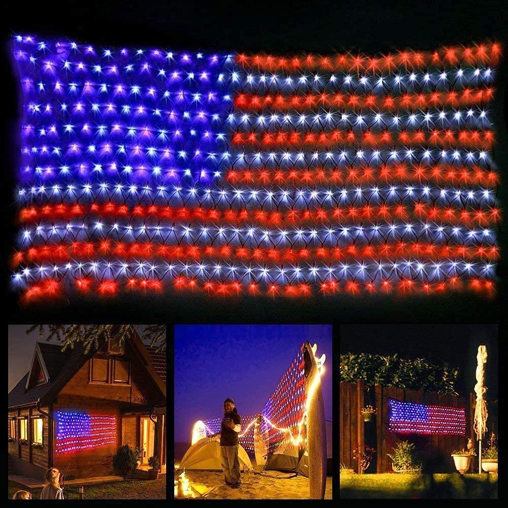 American Flag Lights with 420 Super Bright LEDs,KAZOKU Waterproof Led Flag Net Light of The United States for Yard,Garden Decoration, Festival, Holiday, Party Decoration,Christmas Decorations