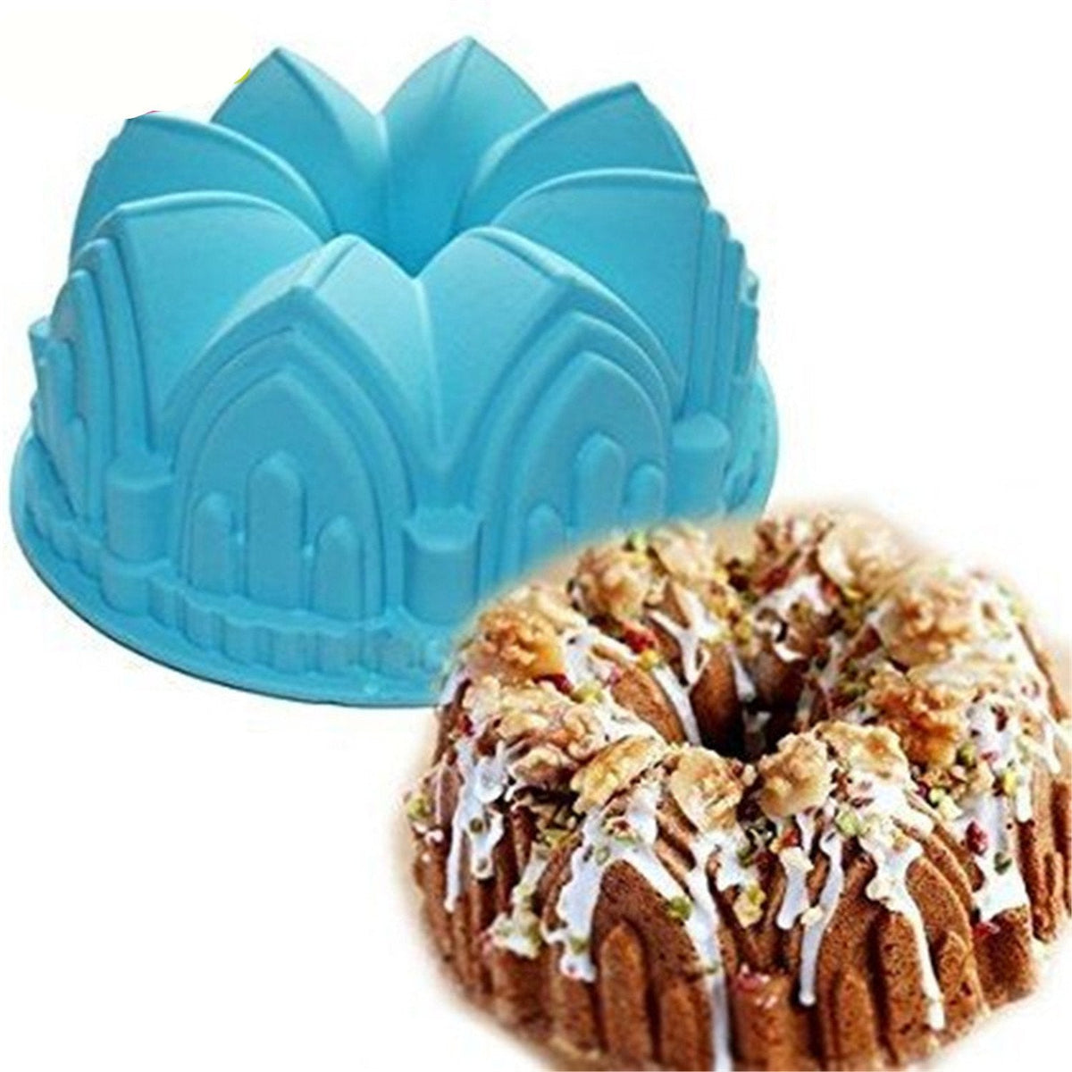 FantasyDay 8.6'' Crown Castle Cake Mold Silicone Baking Molds Party Cake Bakeware for Your Birthday Dessert, Cake, Bread, Tart, Pie, Flan and More #2