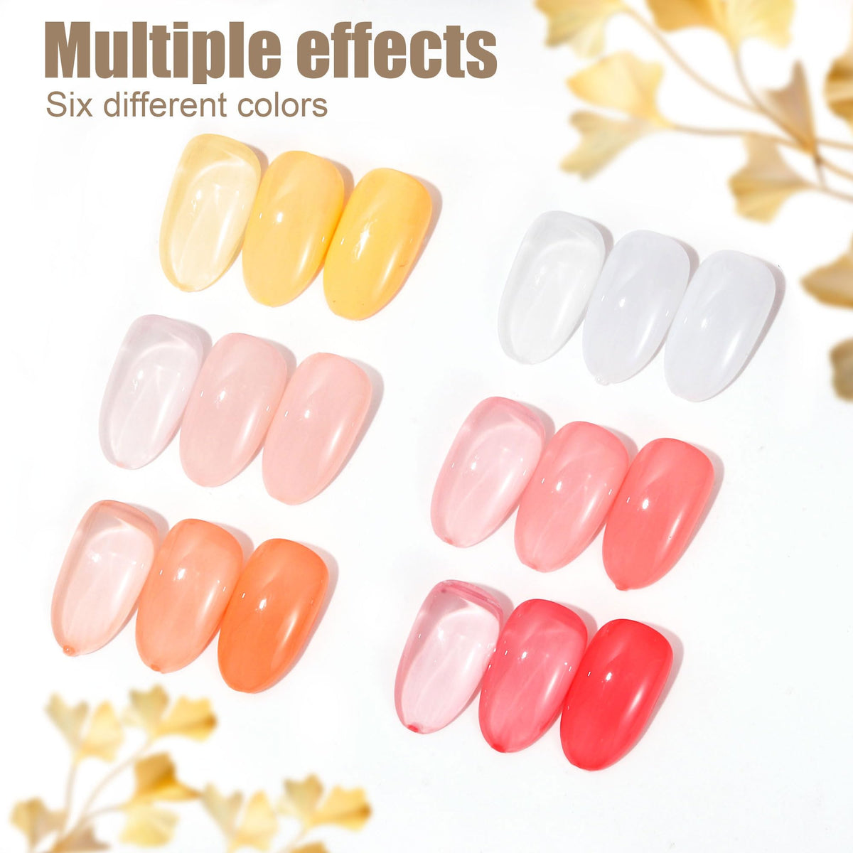 Artdone Sheer Gel Nail Polish Set Jelly UV Gel 6 Colors Translucent Milky White Yellow Light Apricot Red Colors Nail Polish For