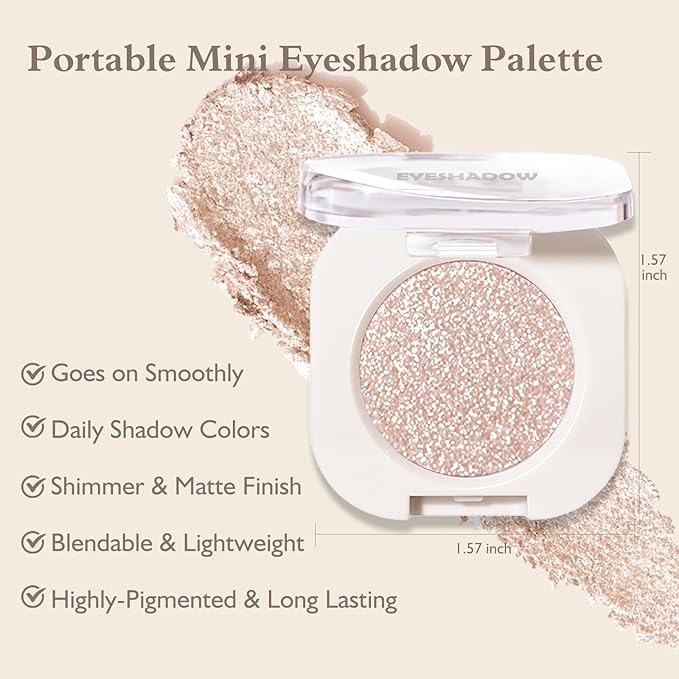 Matte Glitter Eyeshadow Palette 2 PCS, Pear White Eye Shadow Palettes Shimmer Nude Eyeshadow for Older Women, Smooth Powder Lightweight Blendable High Pigment Compact Daily Eyes Makeup, Set E