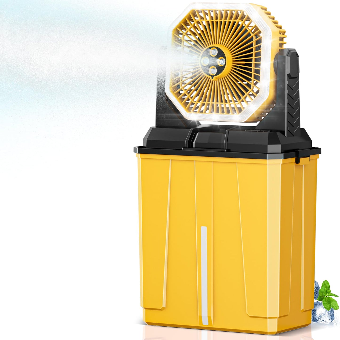 Portable Misting Fan, 24000Mah Rechargeable Outdoor Cooler, Battery Operated Personal Fan With3 Speeds & 8L Bucket For Patio, Ca