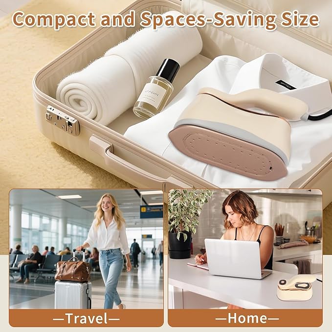 1000W Travel Steamer for Clothes, Steamer Iron For Clothes 2 in 1, Portable Steam Iron, 4 Modes LCD Display, 218ml for 25 Min Steam, 10S Fast Heat-Up, Ceramic Soleplate, 110V-120V