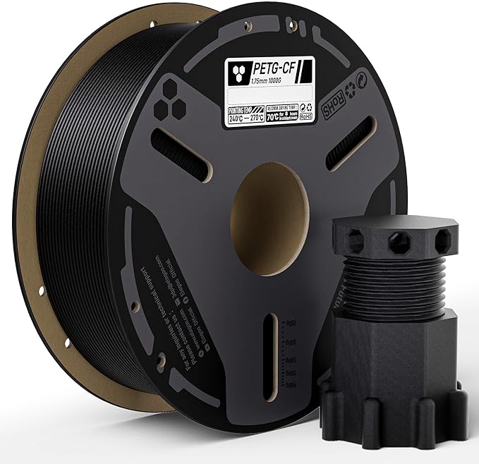 ELEGOO Carbon Fiber PETG Filament 1.75 mm Black 1KG, High Strength & Rigidity PETG-CF 3D Printing Filament, Abrasion Resis...