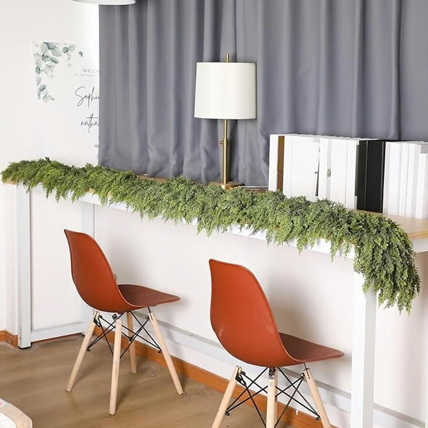 2025 Christmas Artificial Cypress Leaf Vine Wreath, 6 Ft Dense Pines Realistic Touch Norfolk Garland Ornaments, Artificial Green Wreath for Christmas Holiday Mantle Fireplace Table Home Decor