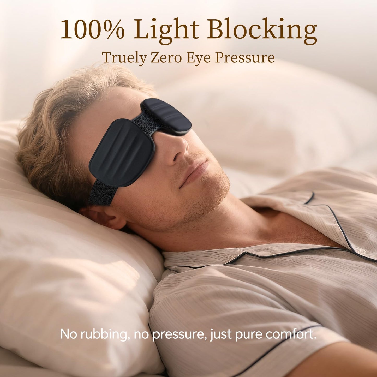 CLOZIA Sleep Mask for Men Women, Adjustable Sleeping Eye Mask, 100% Blocking Eye Masks for Sleep, Soft Comfortable for Travel & Shift Work, Black