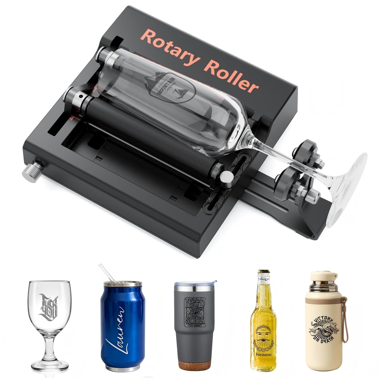 Roatry WAINLUX K10 Laser Rotary Aattachment for Laser Engraver and Cutter Rotary Roller,Engraver Accessory Y-axis Rotary Roller for Engraving Cylindrical Objects, Wine Glass, Tumbler, Pen