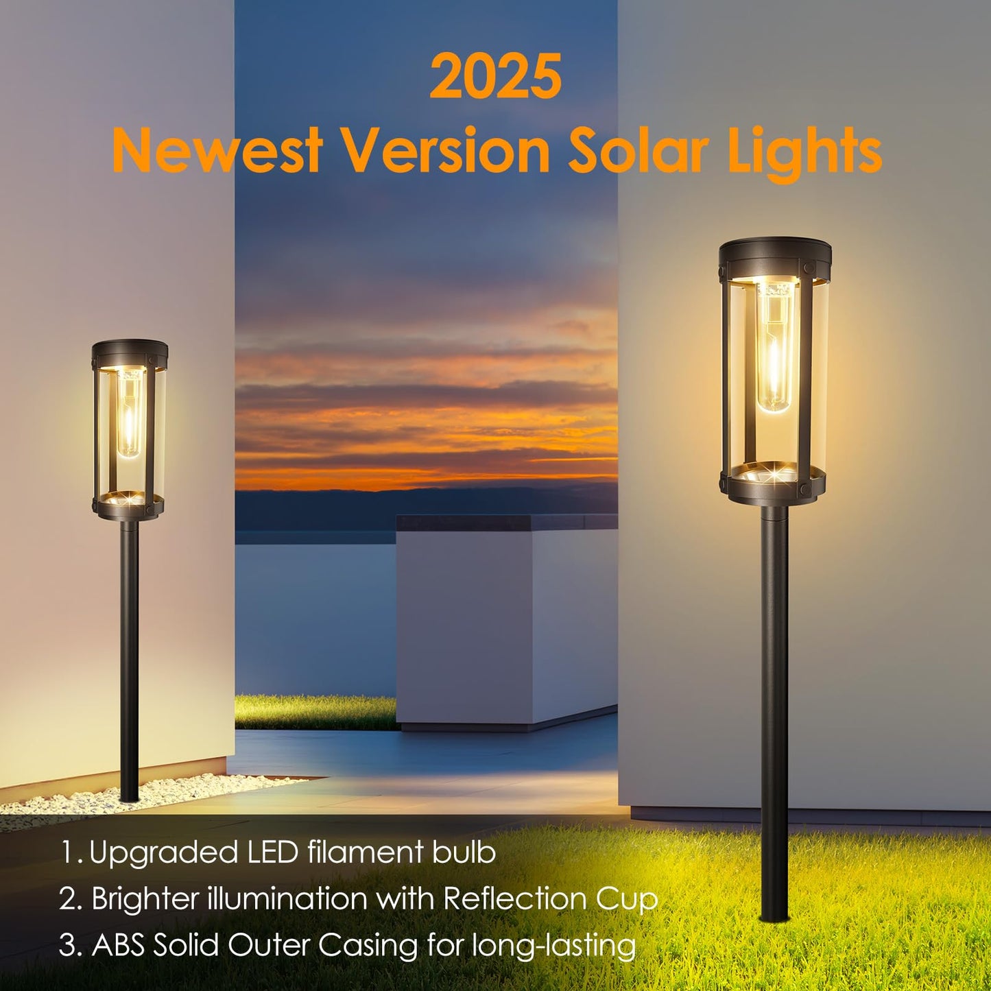Bright Solar Pathway Lights Outdoor 6 Pack, Solar Powered Garden Light Waterproof, Auto On/Off Yard Decorations Outdoor Lights for Patio Lawn Walkway Driveway Porch, Decorative Landscape Lighting