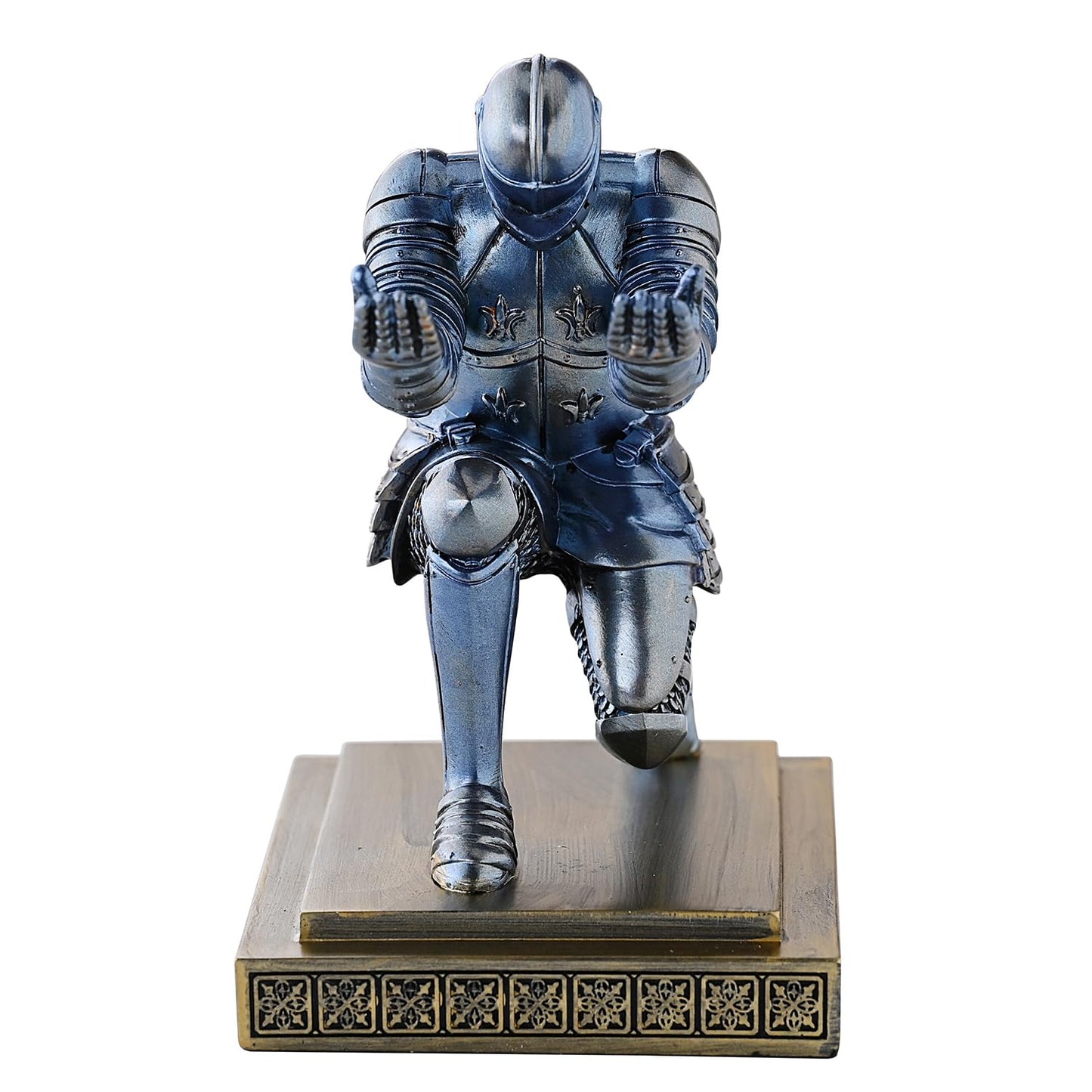Amoysanli Knight Pen Holder Desk Organizers and Accessories Desk Decor Resin Pen Holder as Gift with a Cool Pen for Office and Home (Blue)