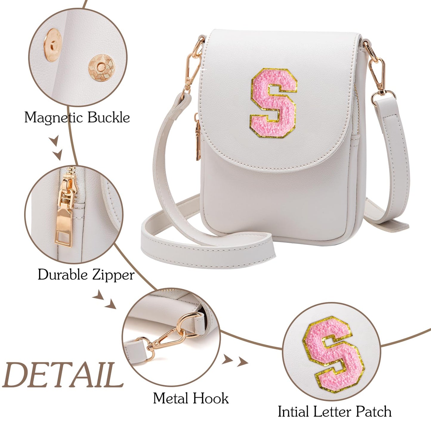 Viverte Party Favors Bags for Kids 8-12 4-8 Party Gift for Teen Girls Prize for Girls Kids Party Accessories Initial Crossbody Bag (Beige S)