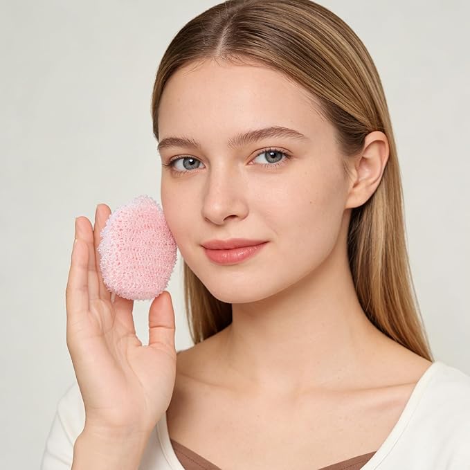 2 Pcs African Net for RamPula Face Scrubber, Facial Exfoliation Sponge Exfoliating Shower Scrubber Skin Smoother, Nylon African Face Sponge Net Great for Daily Use - White