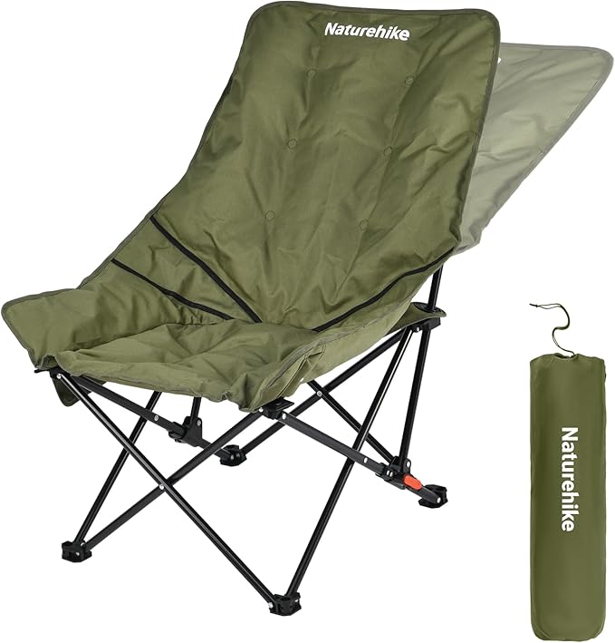 Naturehike Seastar Padded Camping Chair, Oversized 2-Position Adjustable Folding Chair, Portable Camp Chair with Side Pock...