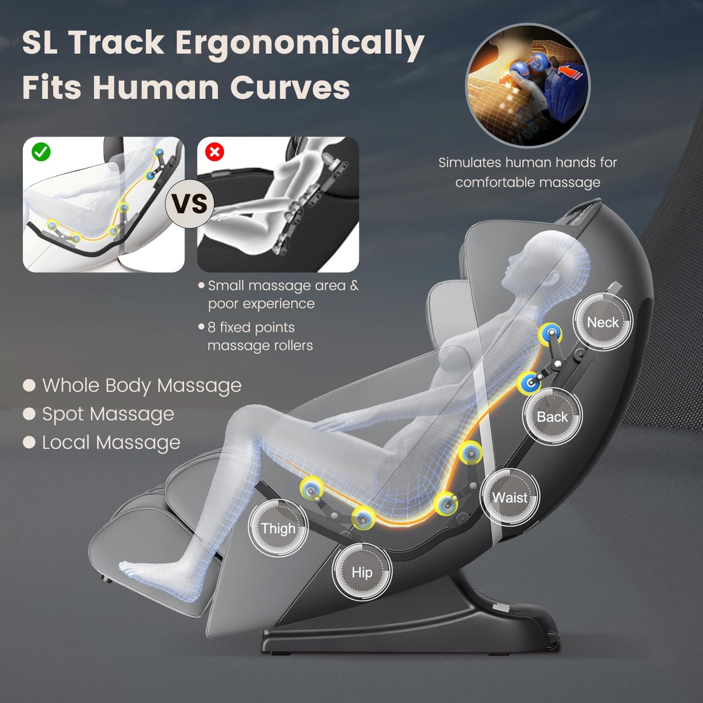 Giantex Full Body Massage Chair, Zero Gravity Recliner Chair with SL Track, Airbags, Foot Rollers, Shoulder Detection, Heating, Bluetooth, 12 Modes, Voice Control, Assembly-Free
