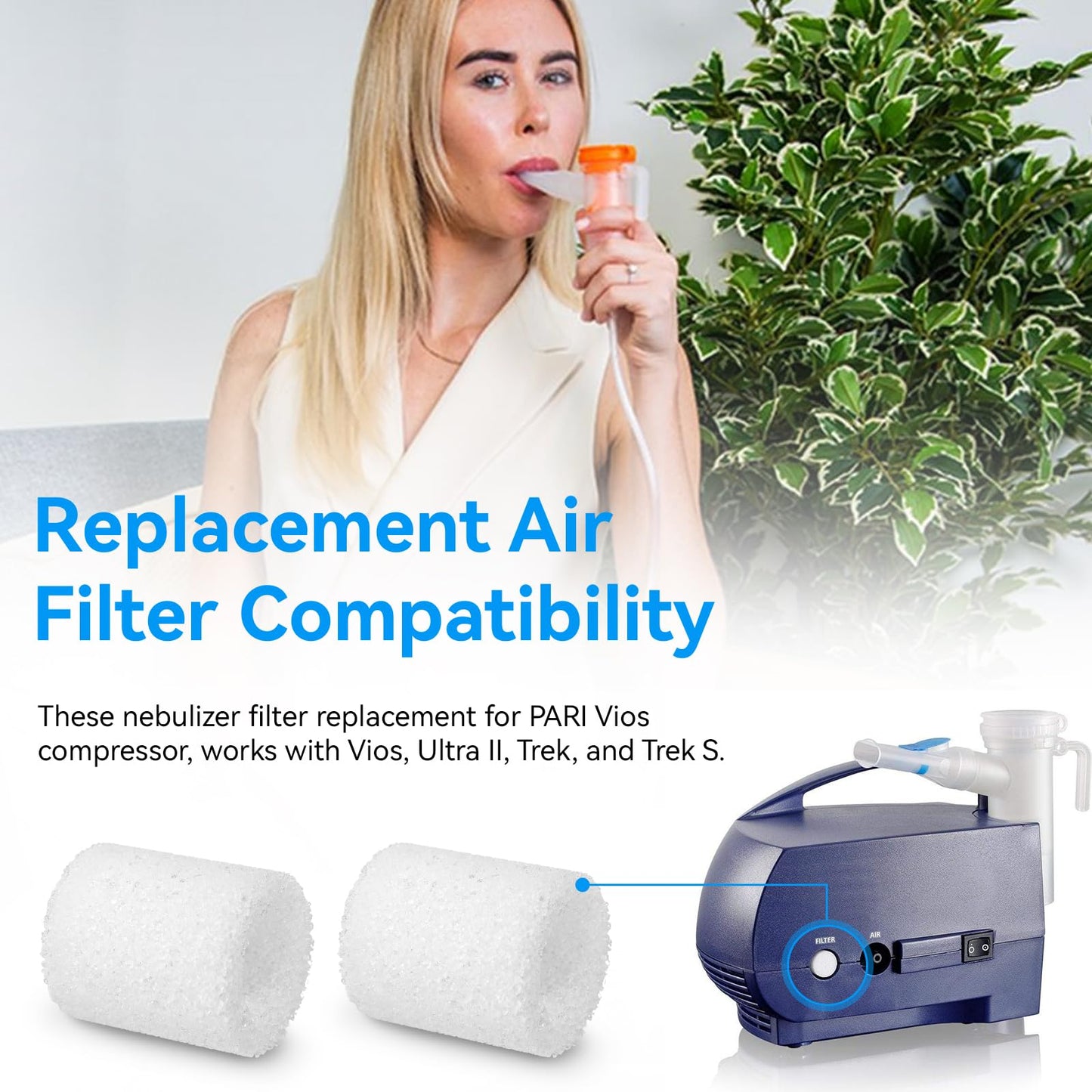 12 Pack CPAP Nebulizer Filter Replacement for PARI Vios, Ultra II, Trek, and Trek S Nebulizer Filters, Replacement Air Filters Compatible with PARI Compressor