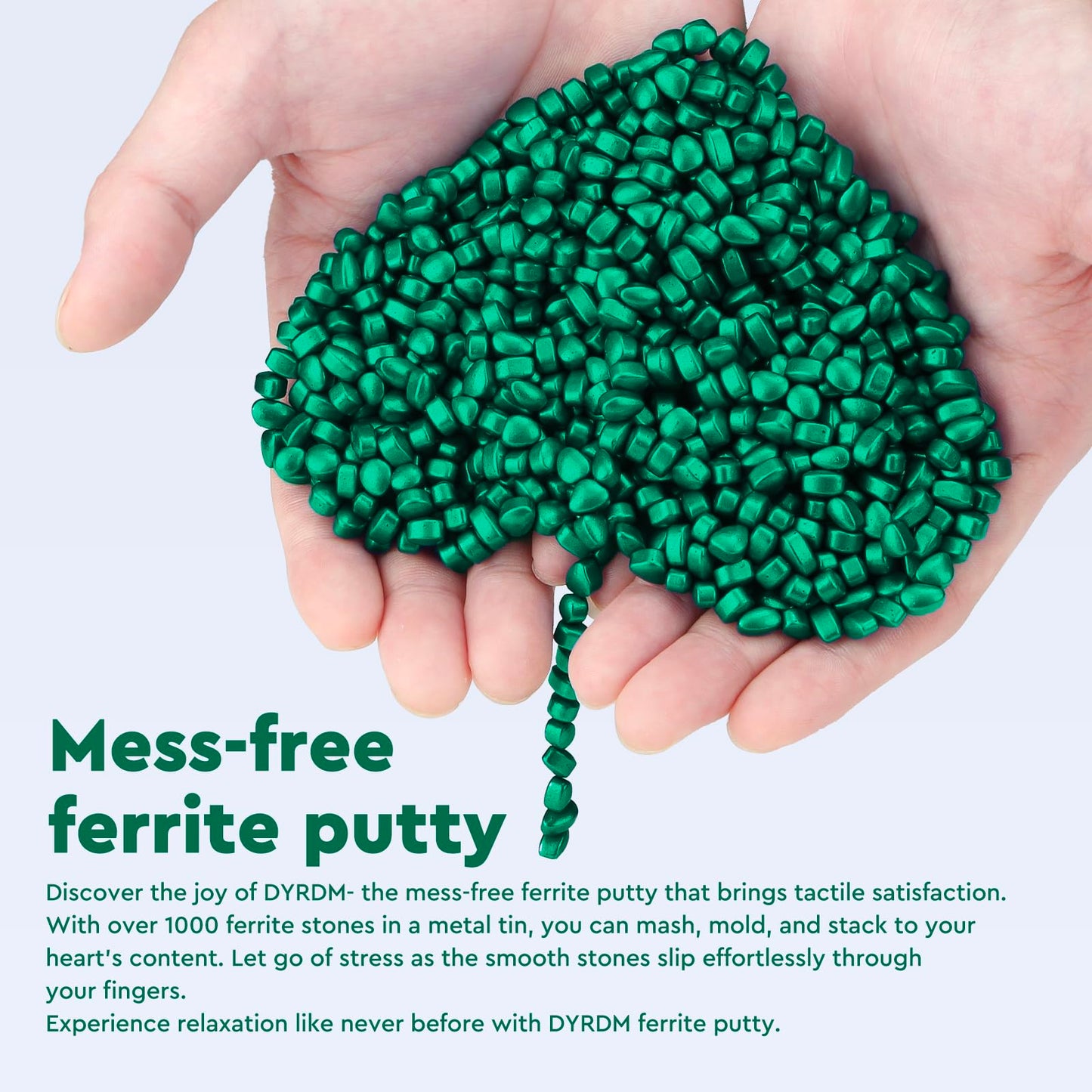 DYRDM 1000+ Original Ferrite Putty Green, Fidget Toy Ferrite Stones for Stress Relief, Sensory Toy for Adults & Teens 14+, Holiday Stocking Stuffer, Ferrite Rocks Fidget Present for Office