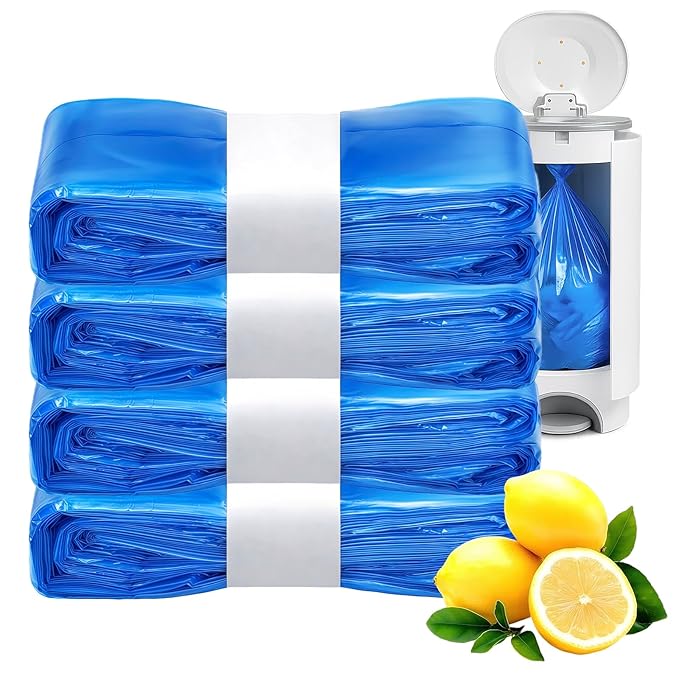 Compatible with Diaper Genie Pails Diaper Pail Refills | 4 Pack Lemon-Scented Odor-Blocking Continuous Liner Refills | Durable Leak-Resistant Rolls for Baby Diaper Pails