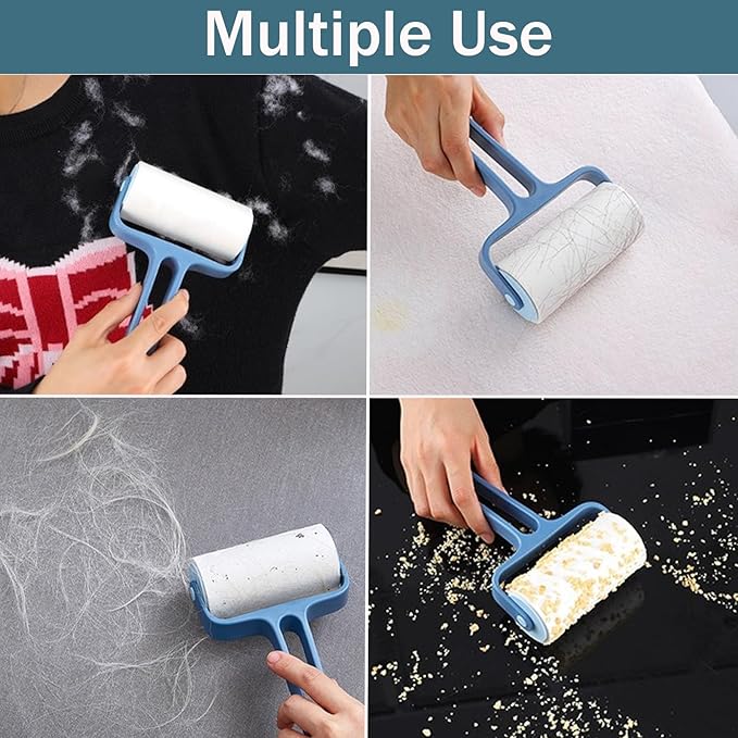 Lint Rolle 300 Sheets,Pet Hair Remover Kit,1 Handle with 5 Extra Sticky Lint Roller for Carpet,Car Seats,Clothes,Dust,Cats,Dogs (Blue)