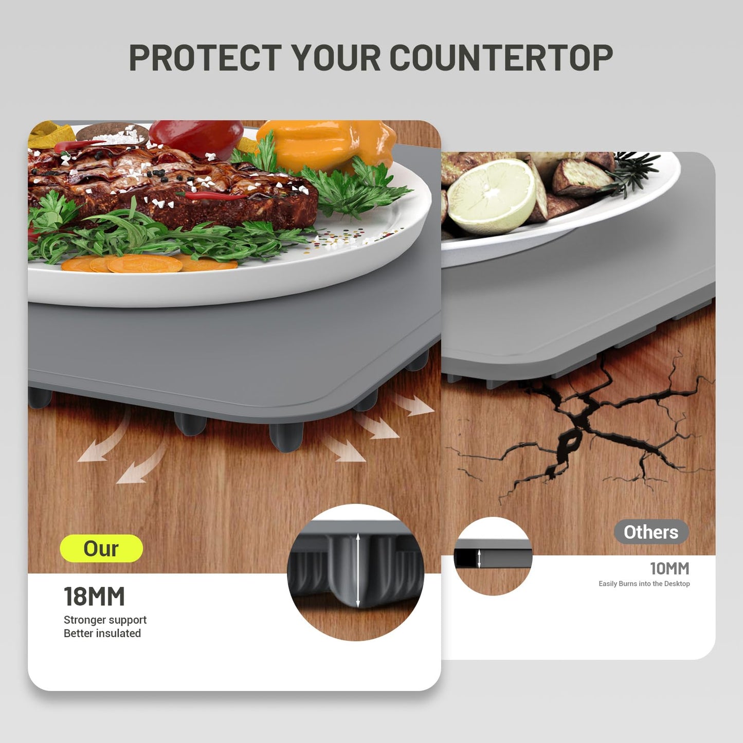 Food Warming Mat, Fast Heating Electric Warming Tray with 6 Level Temperature and 4 Hours Auto-Off, Nano Silicone Material, Full-Surface Heat, Food warmer mat for Buffet, Home Party, Dinner