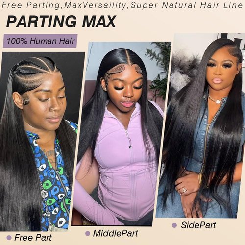 Beauty Queen 13x4 Lace Front Wigs Human Hair Straight 16 Inch Human Hair Wig Pre Plucked 220 Density HD Lace Frontal 16A Real Remy Human Short Hair Glueless Wigs for Women Natural Black Color