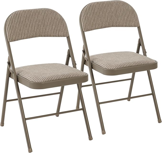 DUMOS 2 Pack Folding Chairs with Padded Cushion and Back - Fabric Stackable Portable Dining Chiars Set, for Home and Offic...