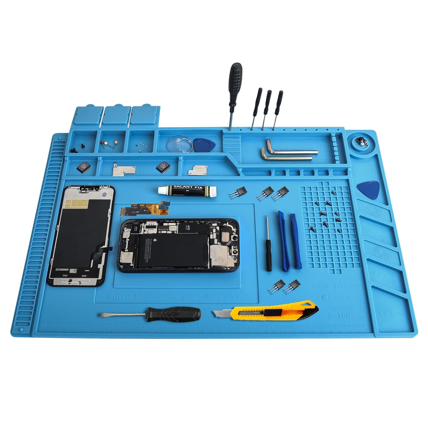 Heat Resistant 932°F Soldering Mat, Large Anti-static Mat, Electronic Repair Desk Mat, Silicone Work Mat, Mat for Mobile Phones, Computers and other Electronic Equipment Repair 17.7'' *11.8 ''