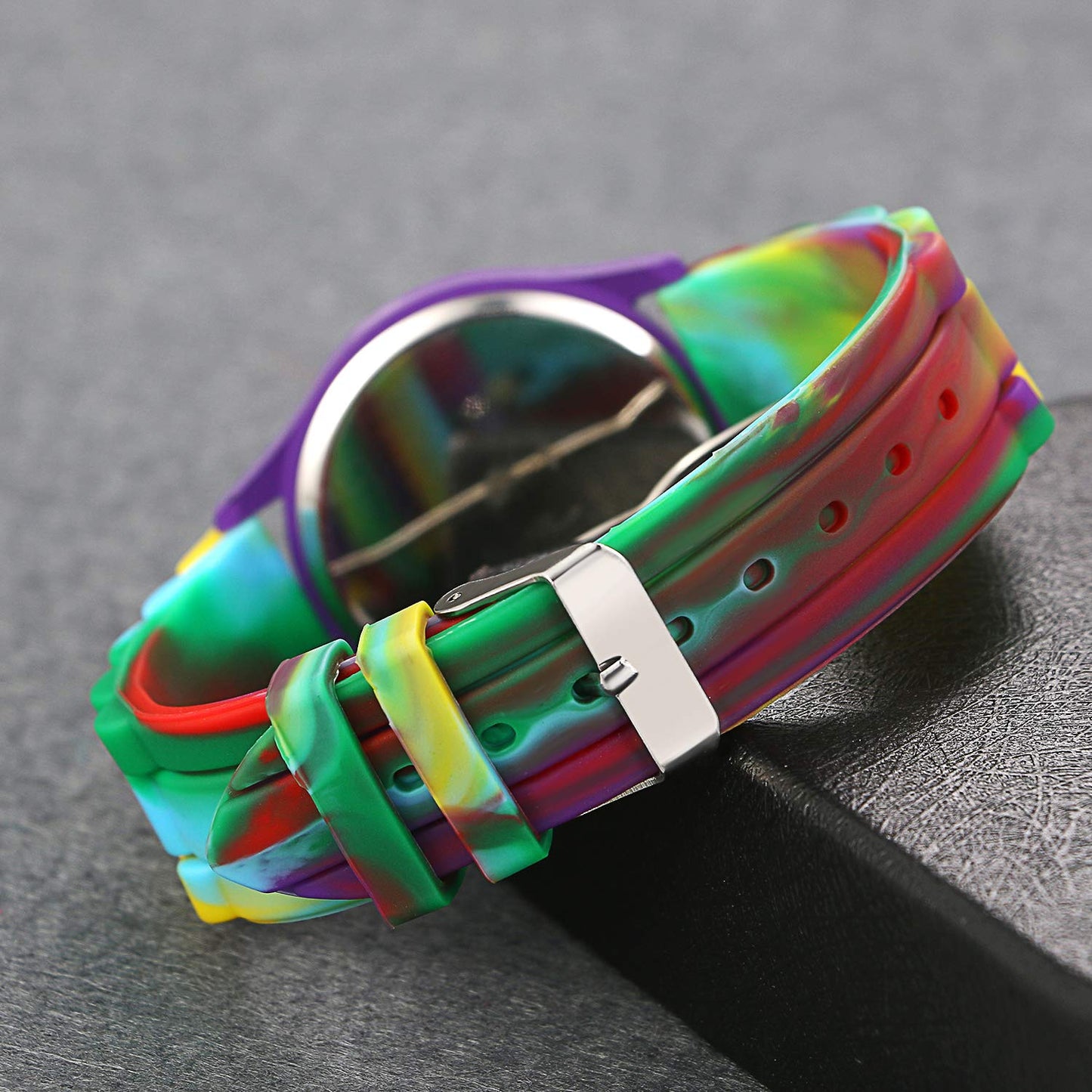 Lancardo Women's Quartz Watch Rhinestone Rainbow Color Silicon Jelly Fun Play Colorful Casual Dress Wrist Watches Birthday