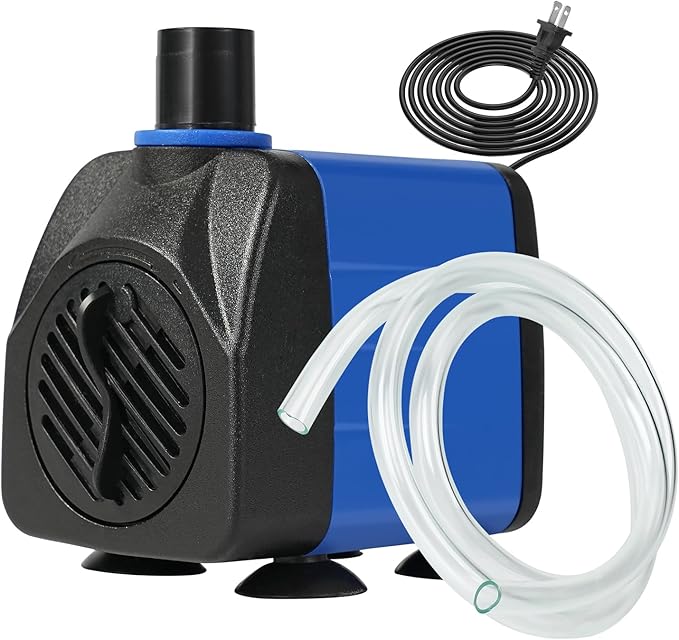 AQUANEAT Small Fountain Pump, 160 GPH Mini Submersible Water Pump with 3.3 ft Tubing, for Aquarium Fish Tank, Pet Water Fo...
