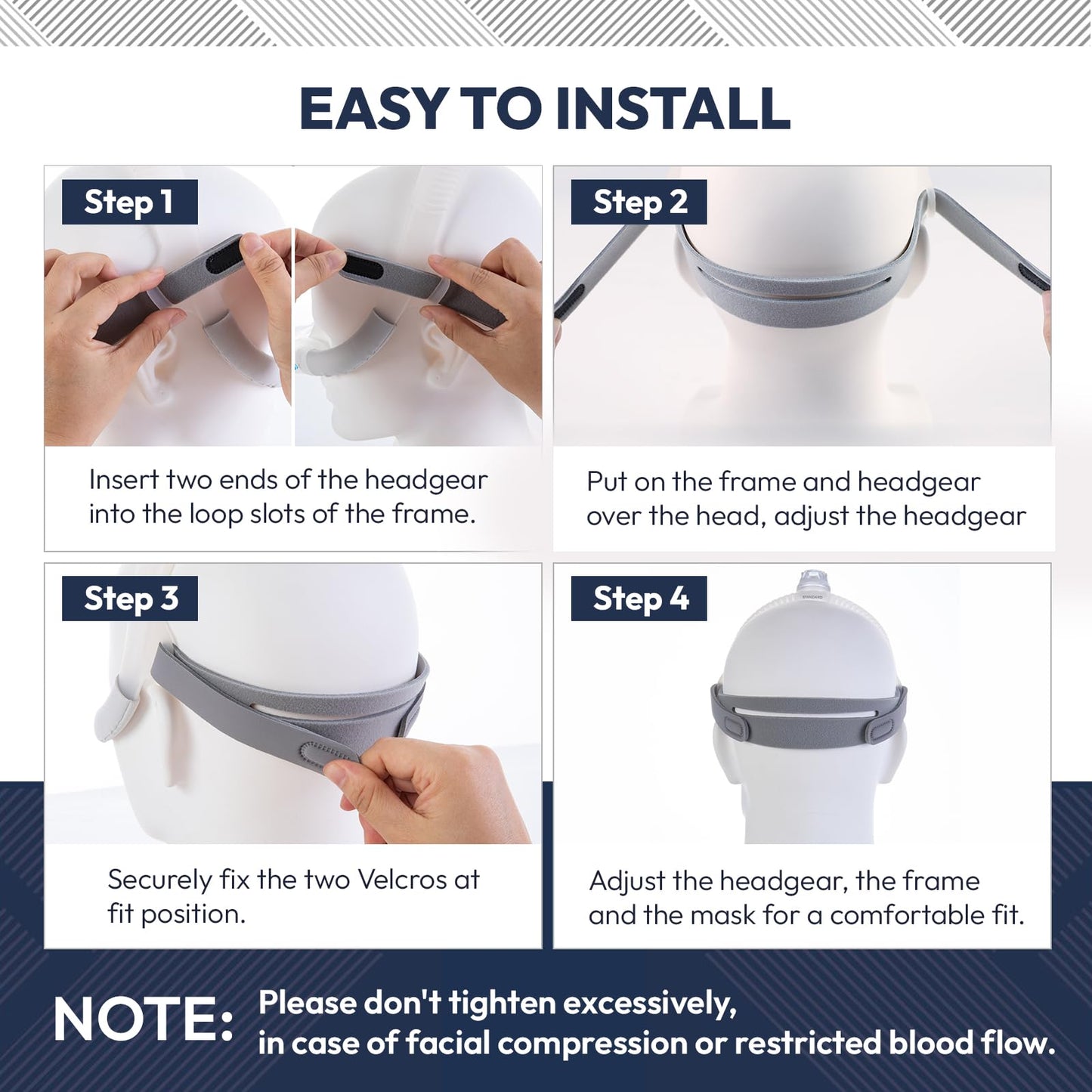3 Packs Replacement Headgear Compatible with Airfit N30i and P30i Nasal Mask, Adjustable and Stretchy Material, FSA HSA Eligible, CPAP Straps Secure Fit CPAP Supplies Accessories (W/O Mask or Frame)