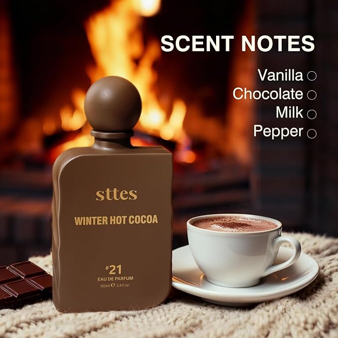 Sttes Perfume #21 for Women – Winter Hot Cocoa Eau de Parfum, Warm Cocoa, The Exact Sweetness You Remember:Hot Milk & Soft Vanilla Scent, Long-Lasting Sweet Gourmand Fragrance, 100ml
