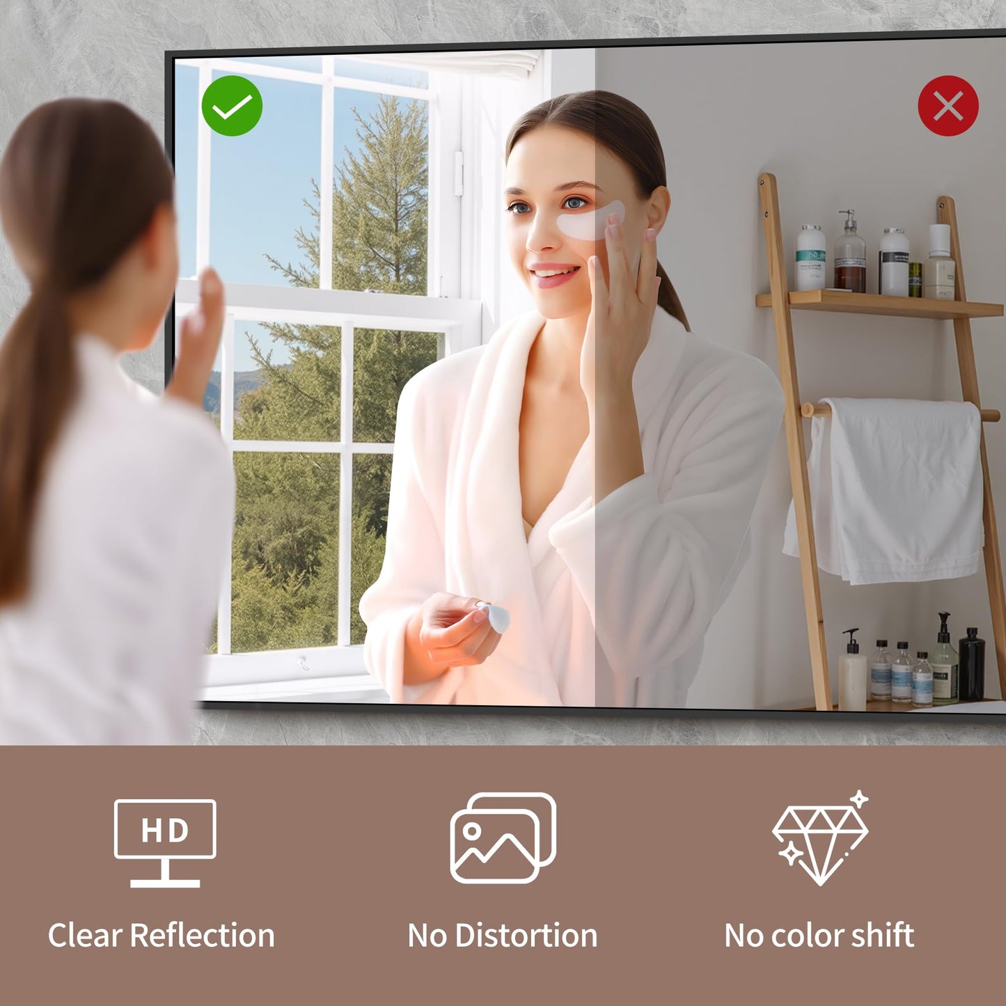 YIROMAN Bathroom Mirror for Wall 30"x36", Matte Black Bathroom Mirror with Metal Frame, Rectangular Vanity Mirror with Right Angles, Wall Mirror Hangs Horizontal or Vertical, Shatterproof