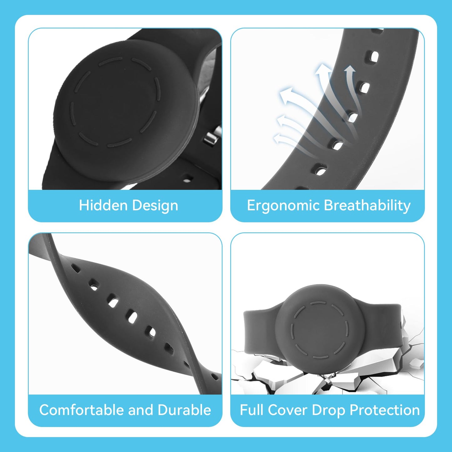 Waterproof Air-Tag Bracelet For Kids(2 Pack),Soft Silicone Air-Tag Wristband Kids For Elder Gps Tracking Tagging Watch Band,Air-